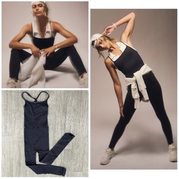 EUC FP Movement Happiness Runs Square Neck Onesie Washed Black - Picture 2 of 9